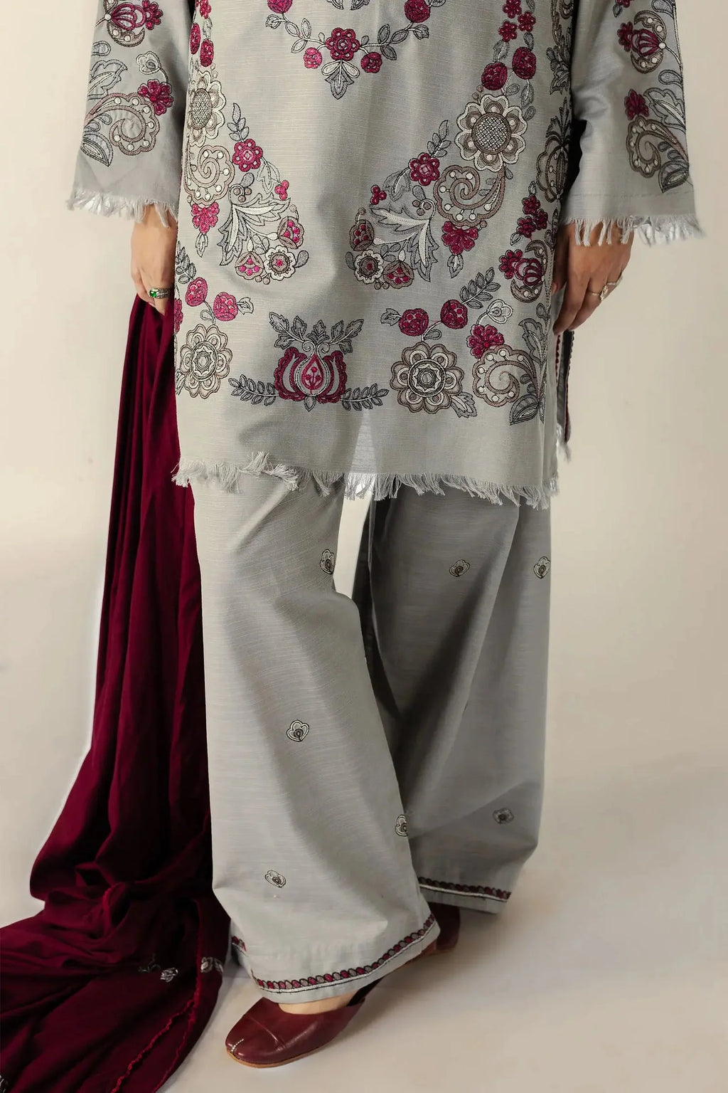 3 Piece Unstitched Fully Embroidered Dhanak Suit