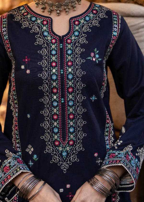 AK 905-3 Piece Unstitched Fully Embroidered Dhanak Suit
