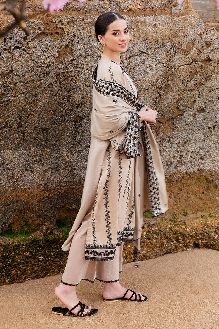 3 Piece Unstitched Fully Embroidered Dhanak Suit