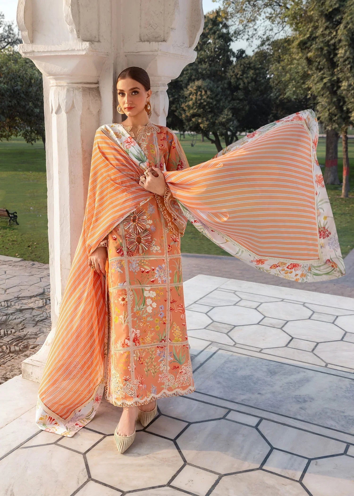 3 Piece unstitched Digital Printed and Embroidered Lawn Suit