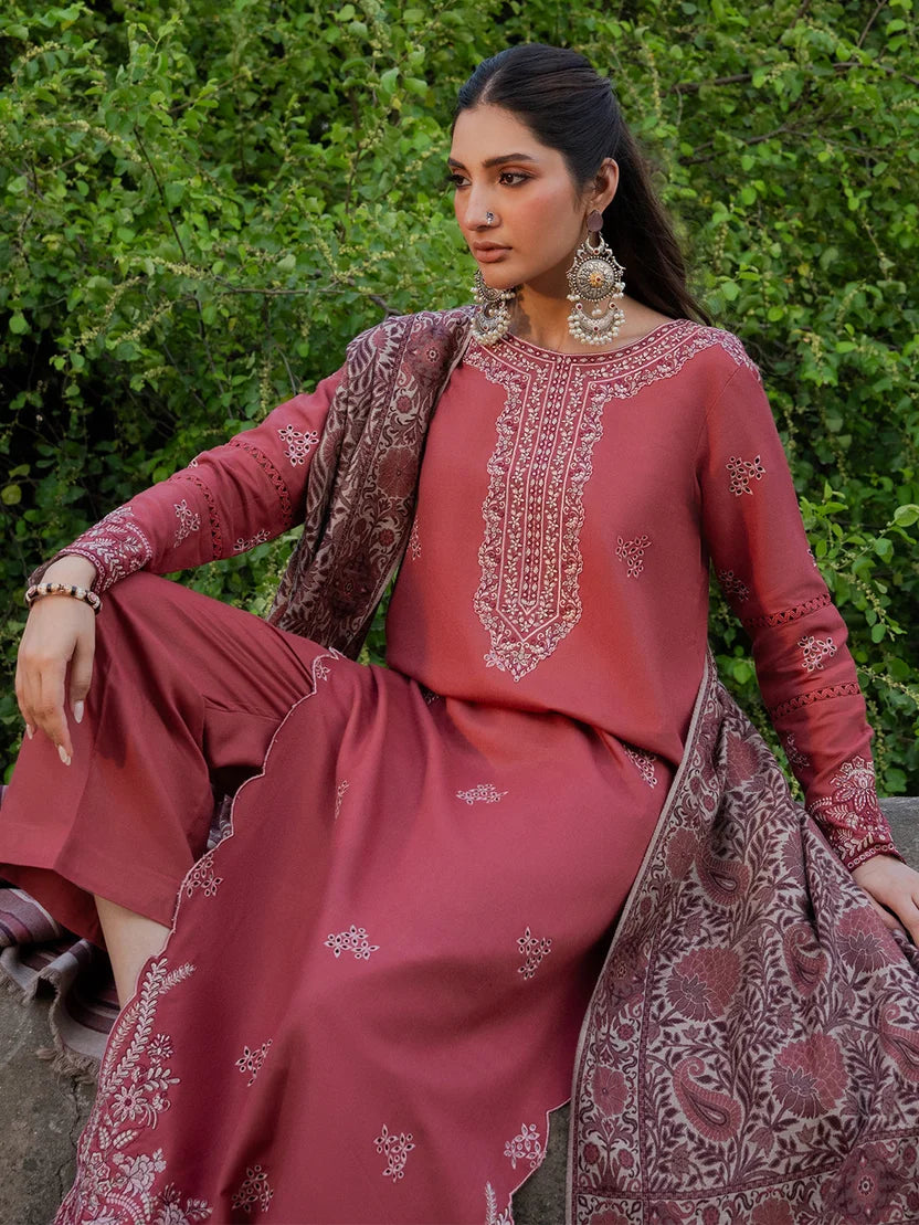 IZ 3070-3 Piece Unstitched Dhanak Fabric with (Digital Printed Shawl)