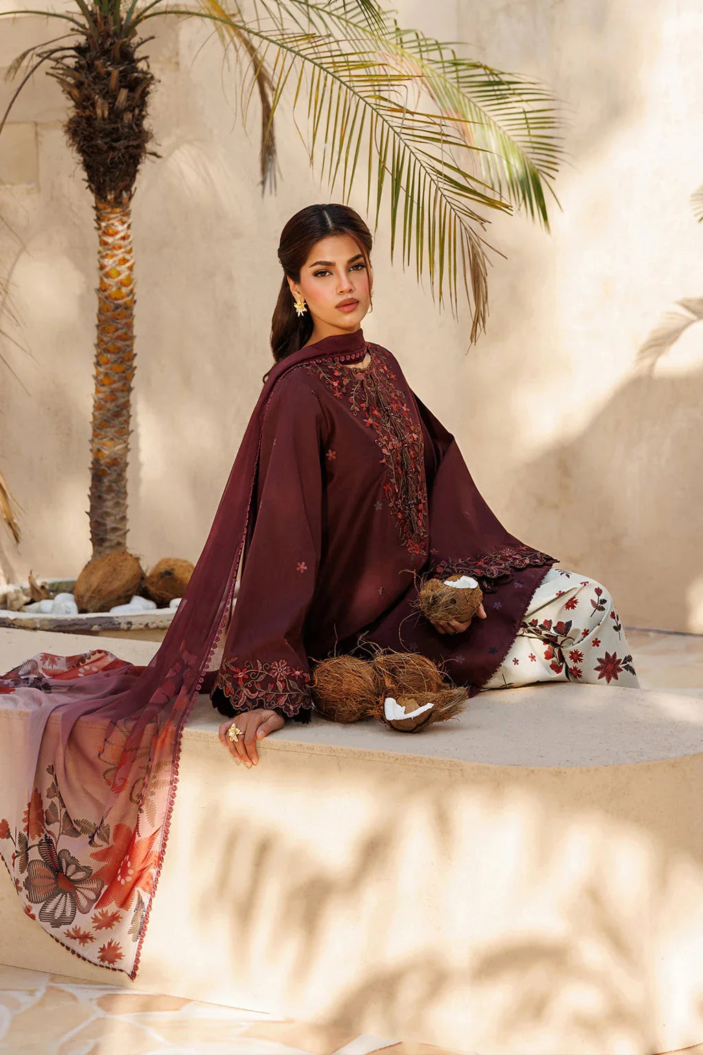 3 Piece unstitched Printed and Embroidered Lawn Suit