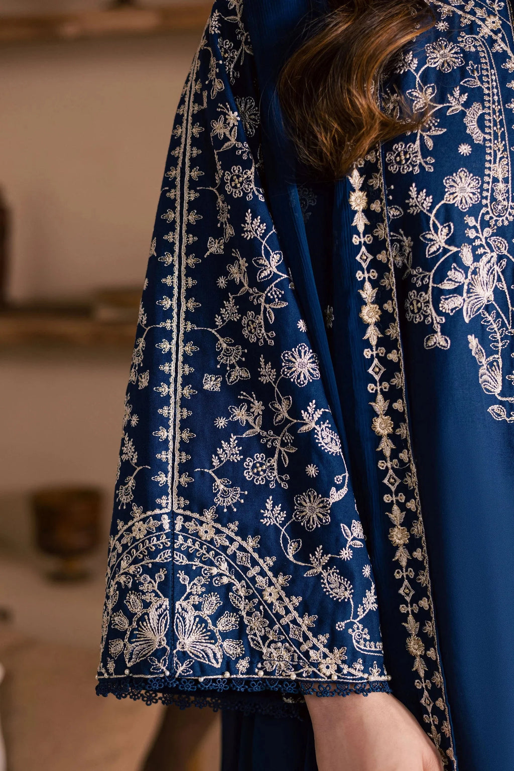 BT 2835-3 Piece Unstitched Embroidered Lawn Suit with Embroidered Chiffon Dupatta