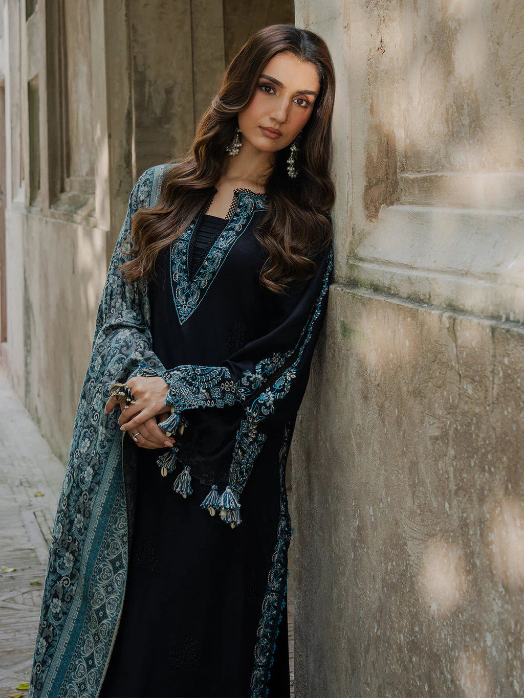 IZ 160-3 Piece Unstitched Fully Embroidered Dhanak Suit