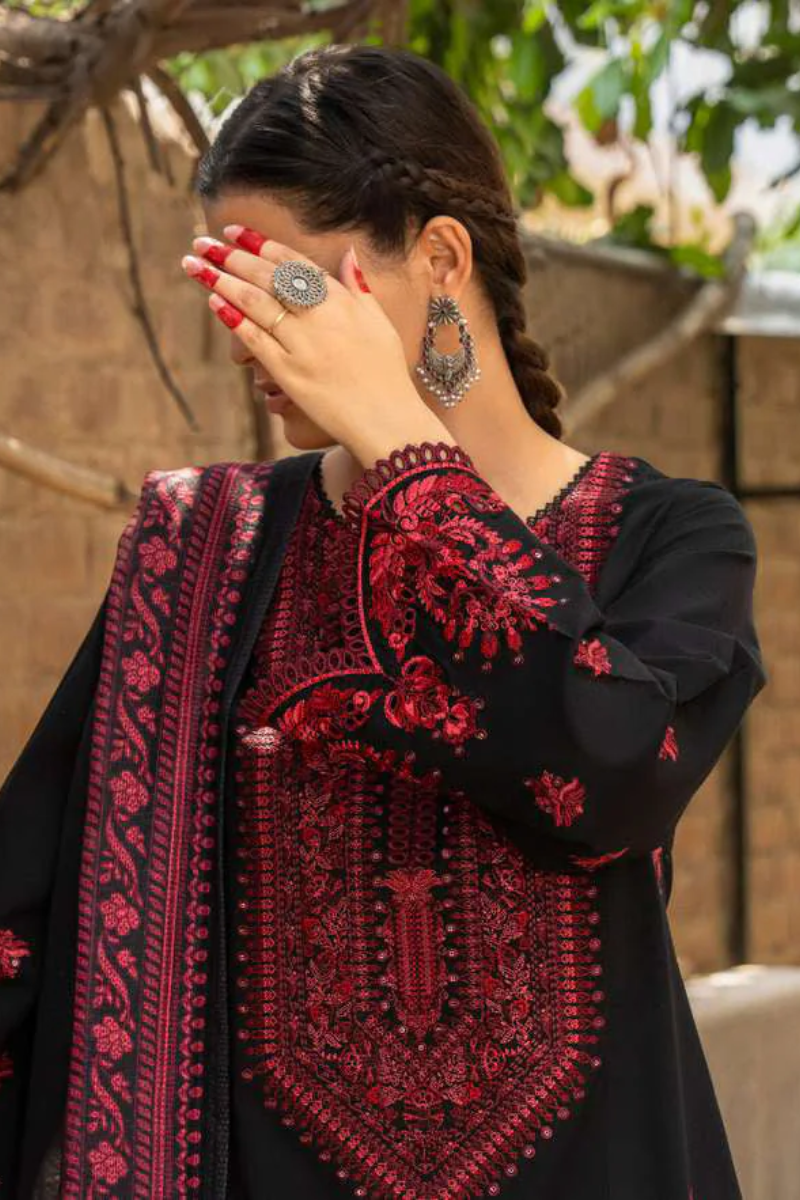 3 Piece Unstitched Fully Embroidered Dhanak suit