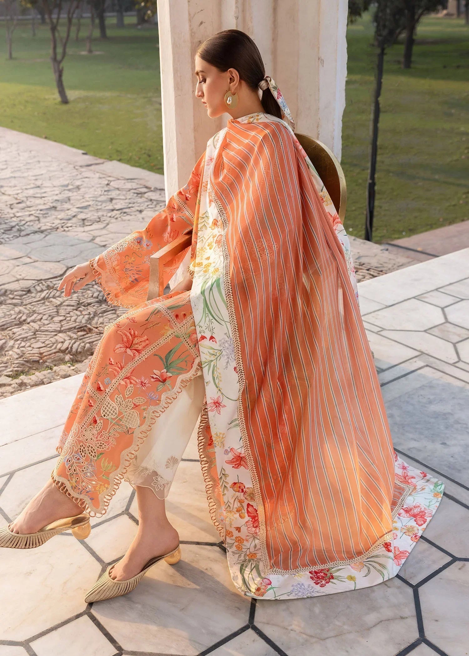 3 Piece unstitched Digital Printed and Embroidered Lawn Suit