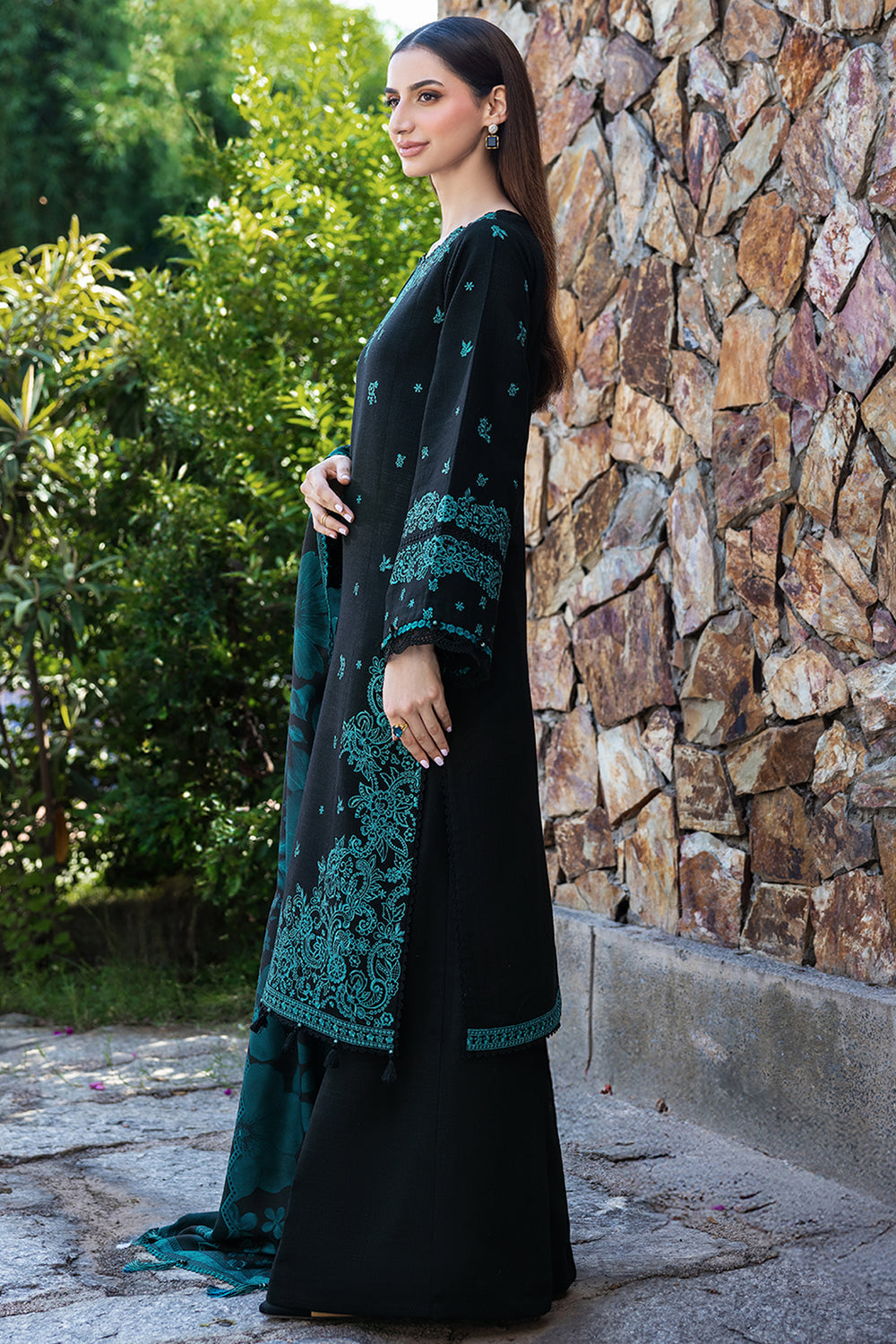 BQ 150-3 Piece Unstitched Fully Embroidered Dhanak Suit
