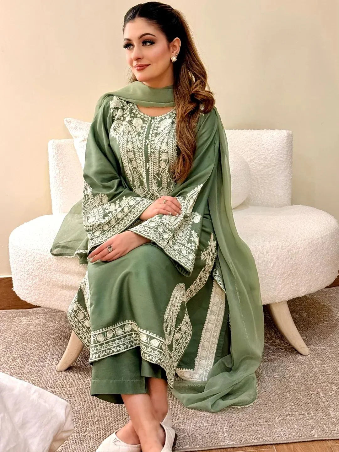 3 Piece Unstitched Embroidered Lawn Suit