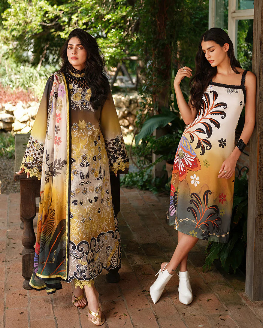 MB 206-3 Pcs All Over Digital Printed Suit with Lawn Printed Dupatta + Extra Patches.