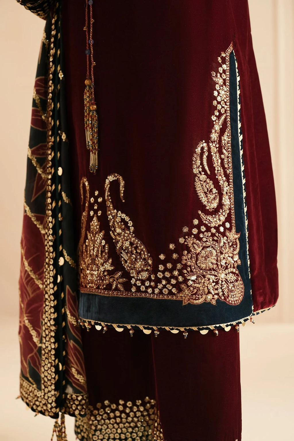 3 Piece - Unstitched Fully Embroided Velvet Suit