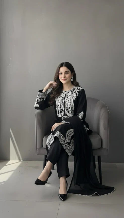MR 2740B-3 Piece Unstitched Embroidered Lawn Suit