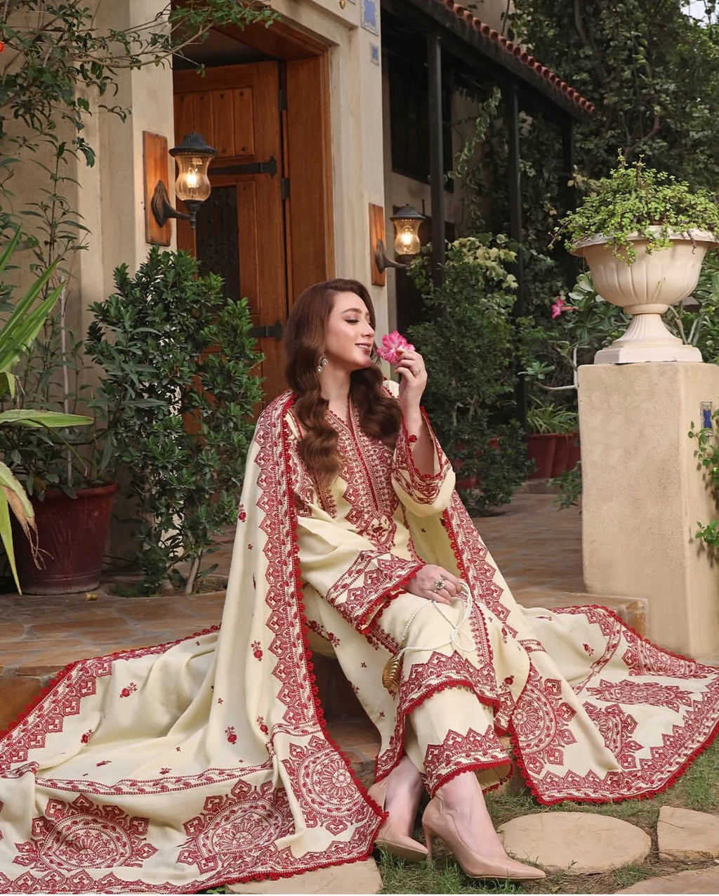HR 595-3 Piece Unstitched Fully Embroidered Dhanak Suit