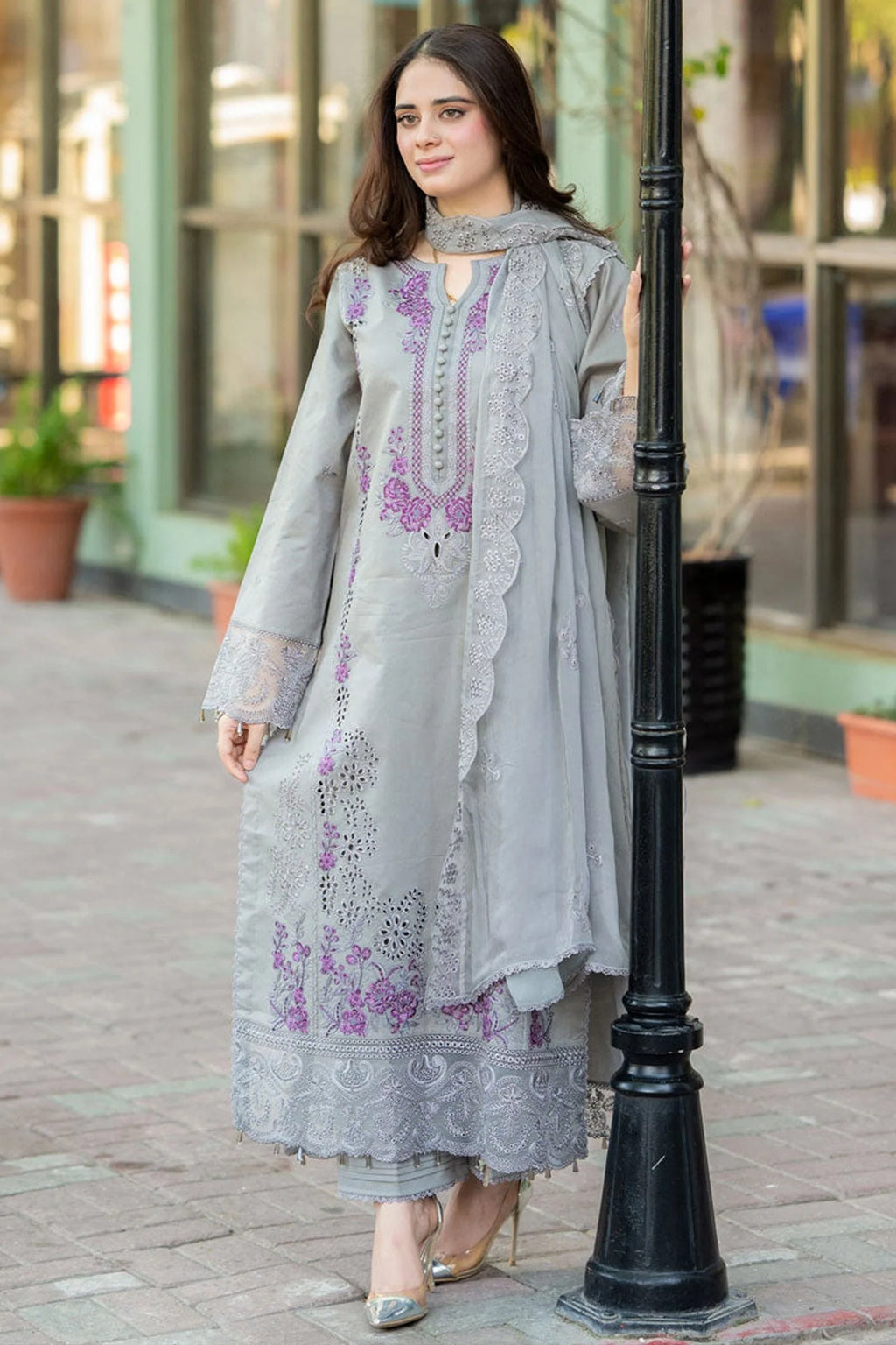 MS 170-3 Piece Unstitched Fully Embroidered Lawn Suit