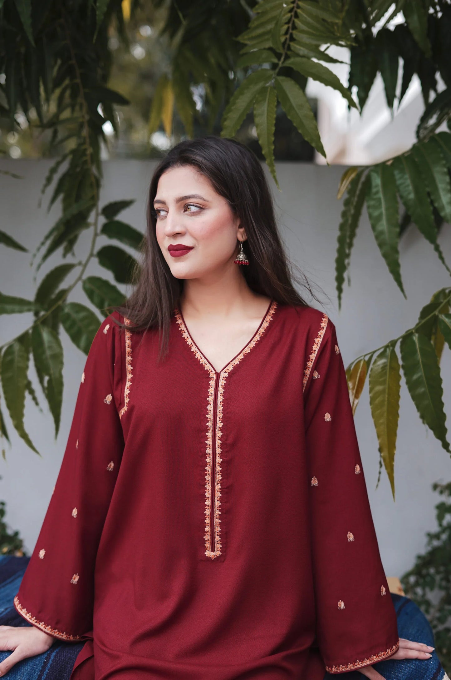 BR 1110-Winter 3 Piece Dhanak suit with Embroidered Shawl