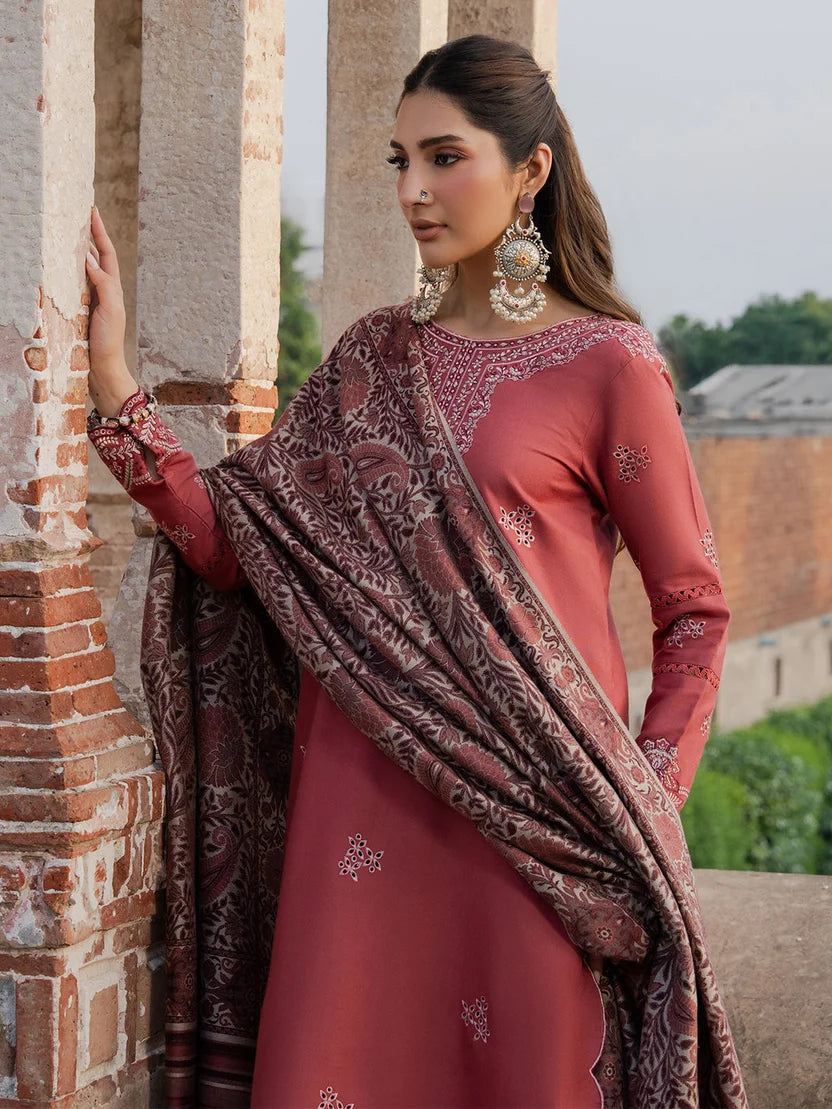 IZ 3070-3 Piece Unstitched Dhanak Fabric with (Digital Printed Shawl)