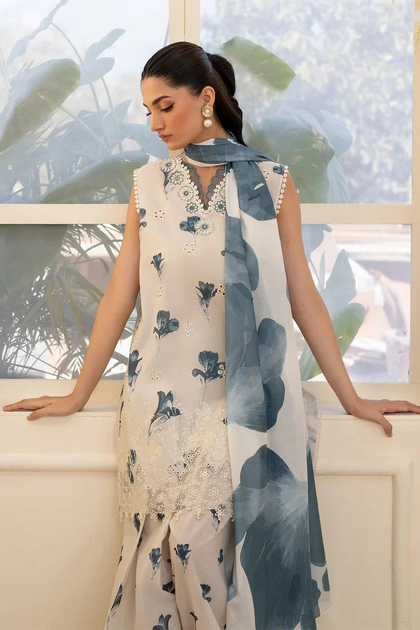 IZ 239A-3 Piece Unstitched Chicken Kari Embroidered Lawn Suit