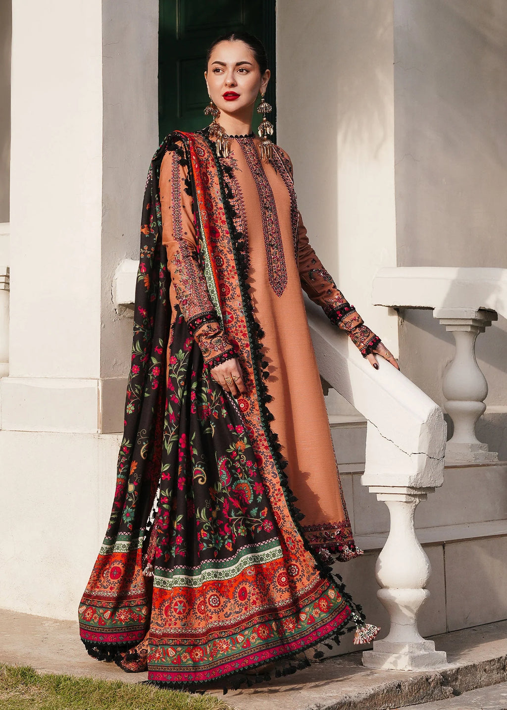 3 Piece Unstitched Fully Embroidered Dhanak Suit