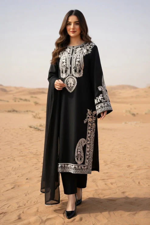 MR 2740B-3 Piece Unstitched Embroidered Lawn Suit