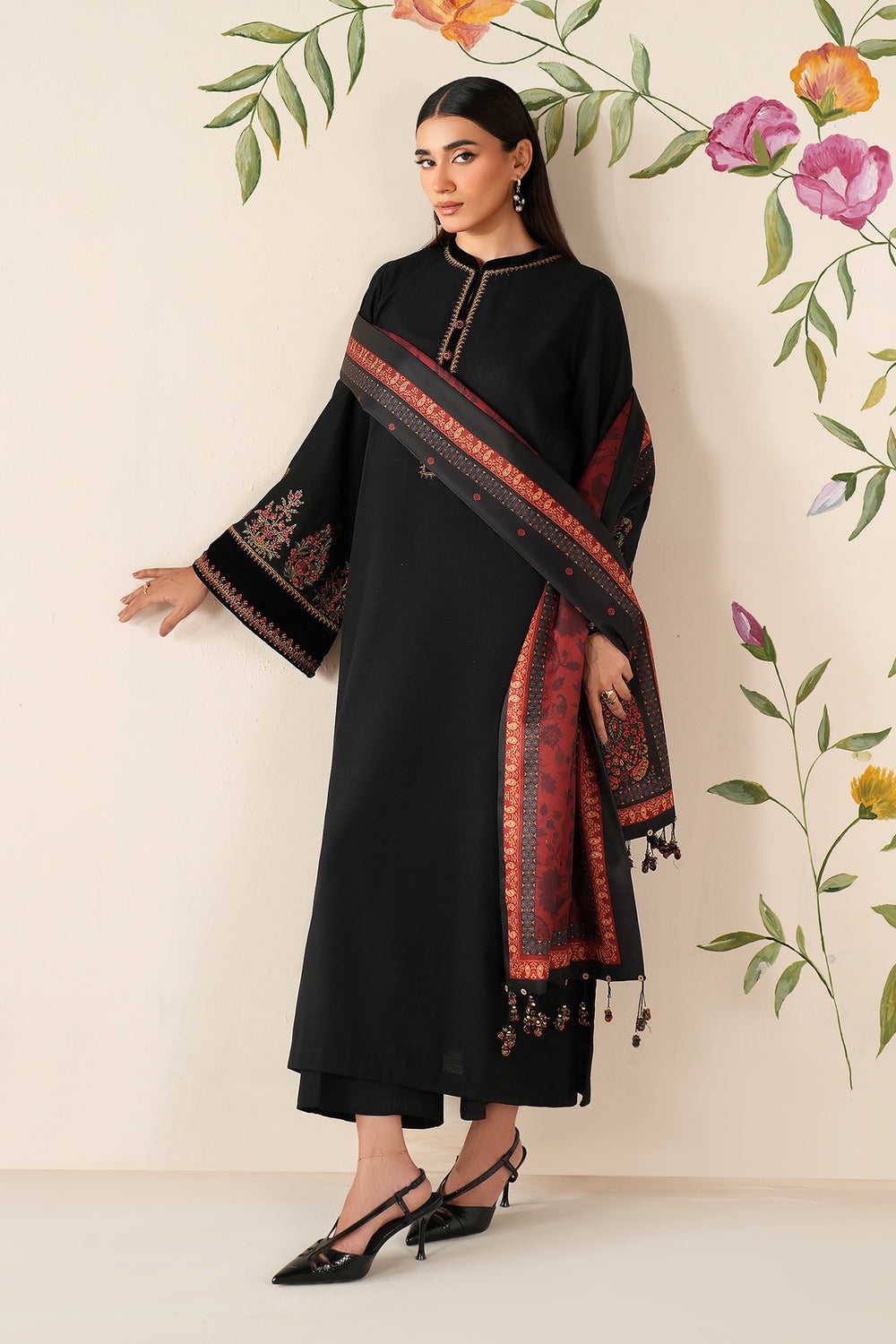 BQ 145-3 Piece Unstitched Fully Embroidered Dhanak Suit