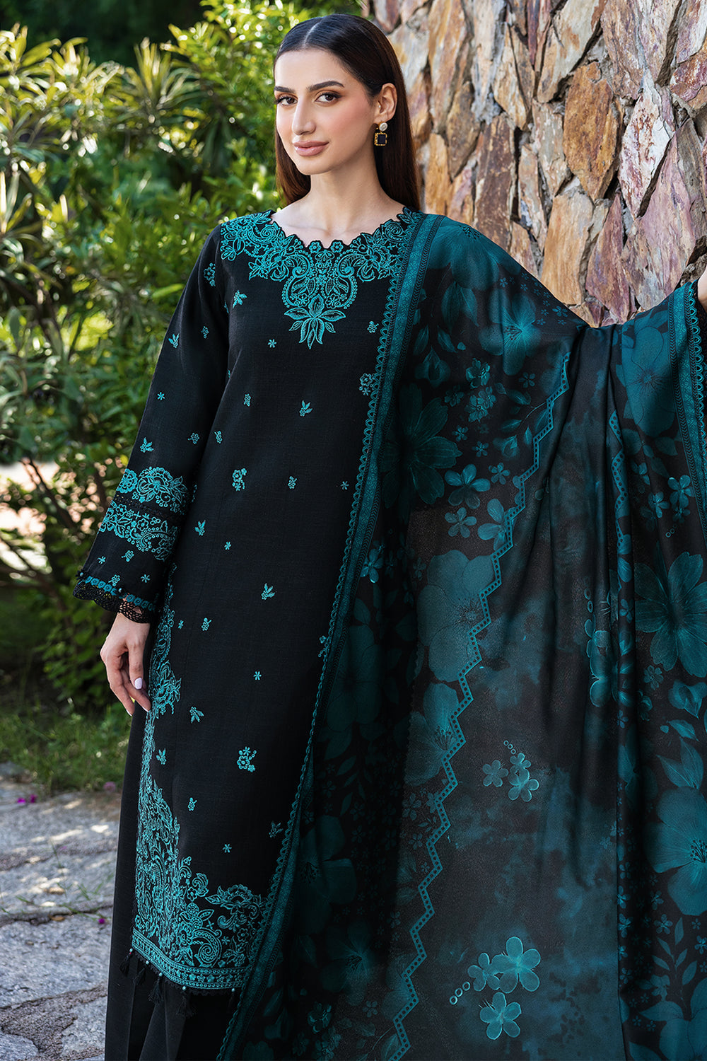 BQ 150-3 Piece Unstitched Fully Embroidered Dhanak Suit
