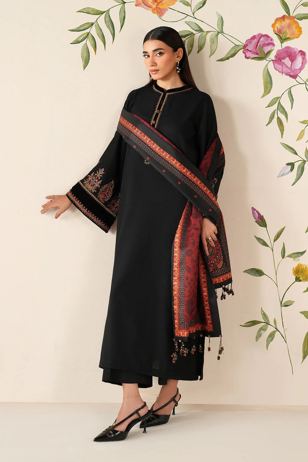BQ 145-3 Piece Unstitched Fully Embroidered Dhanak Suit