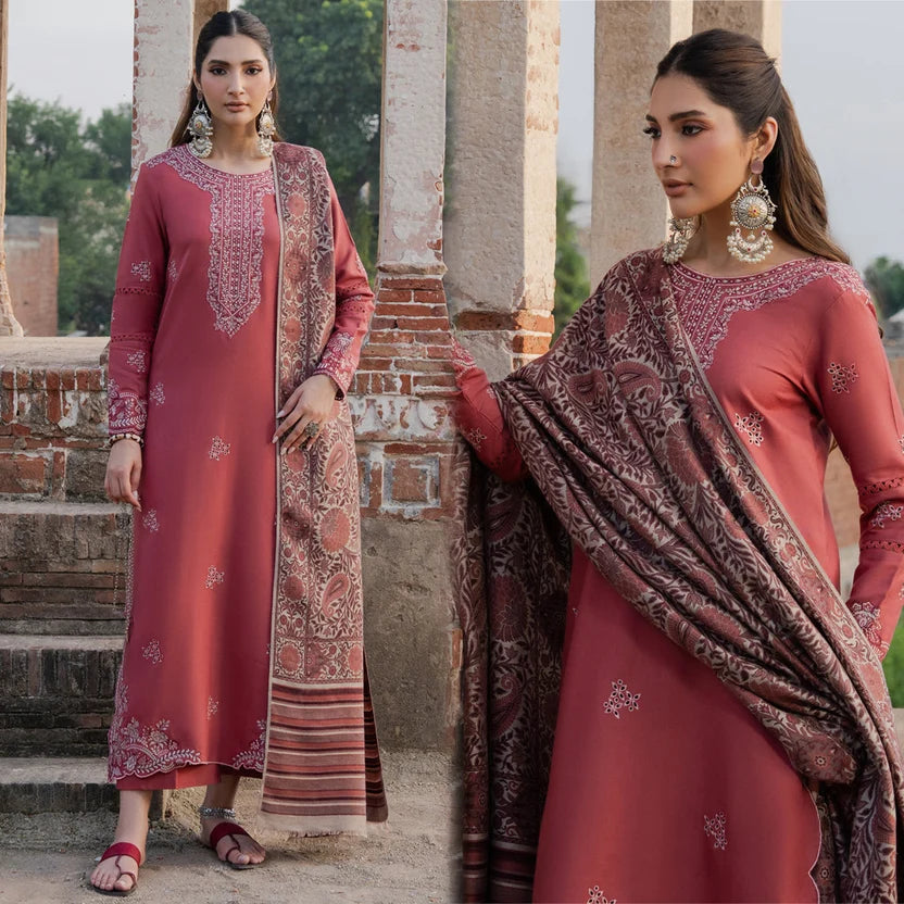 IZ 3070-3 Piece Unstitched Dhanak Fabric with (Digital Printed Shawl)