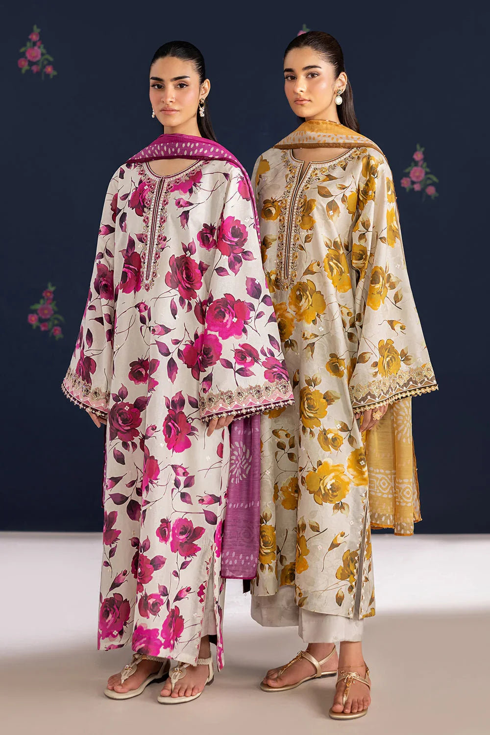 3 Piece unstitched Digital Printed Lawn Fabric With Lawn Dupatta