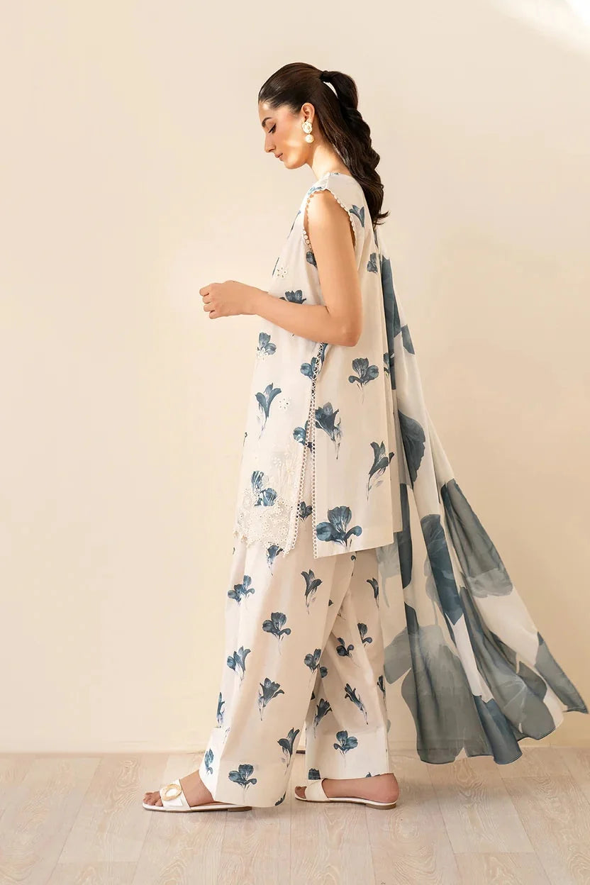 IZ 239A-3 Piece Unstitched Chicken Kari Embroidered Lawn Suit