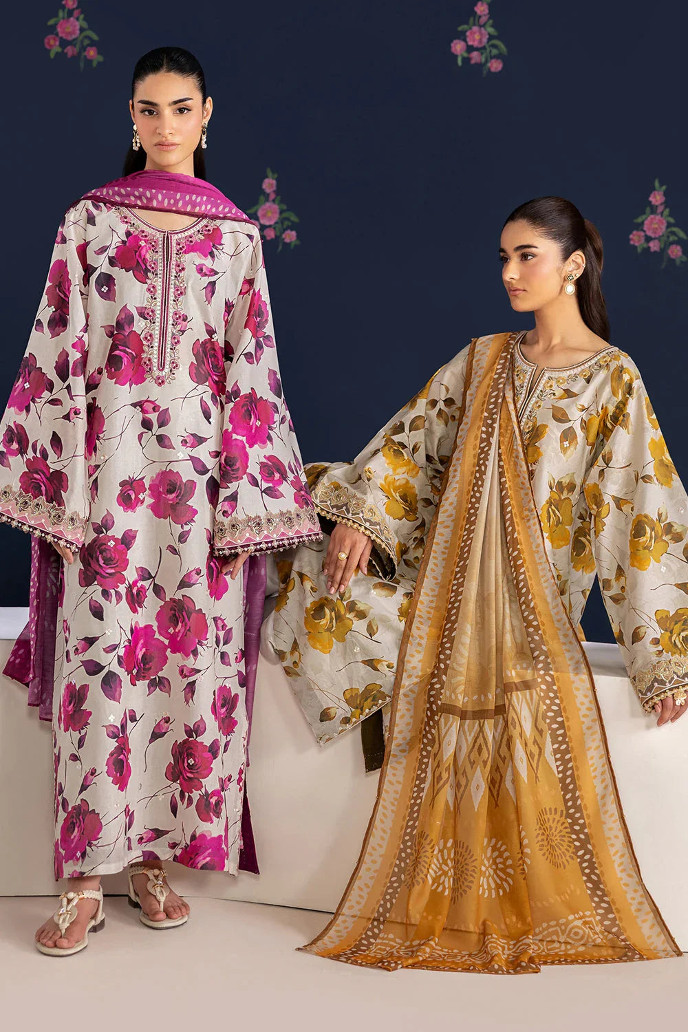 3 Piece unstitched Digital Printed Lawn Fabric With Lawn Dupatta