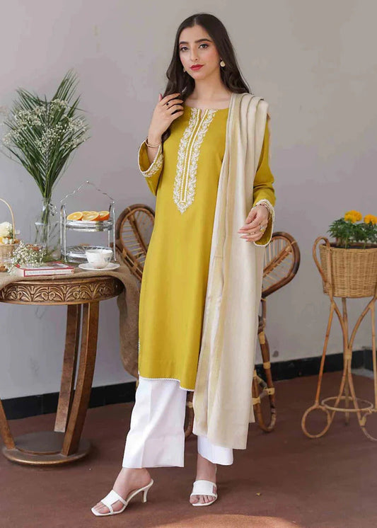 AS 30-3 Pcs Embroidered Dhanak Shirt with Dhanak Dupatta