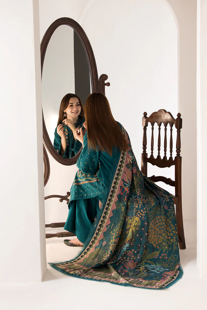 SN 61L-3 Piece Embroidered Lawn Shirt with Printed Poly Lawn
