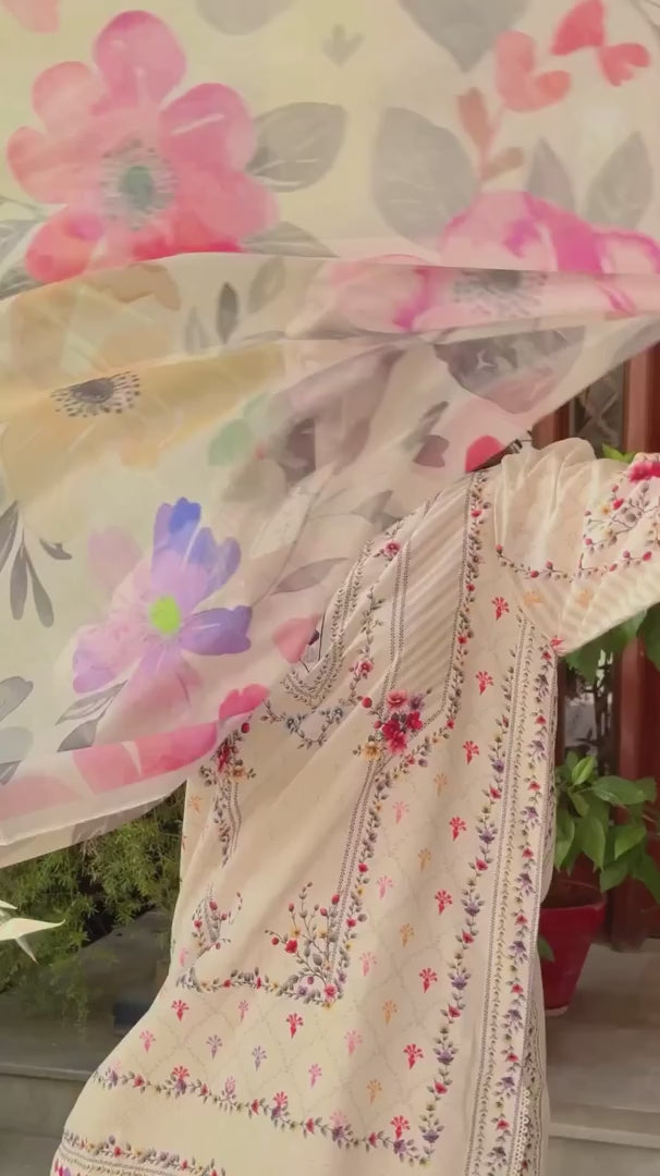 BQ 423B-3 Pcs Unstitched Digital Printed Lawn Suit