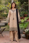 BT 2985-3 Piece Unstitched Heavy Embroidered Dhanak Suit ( Dhanak Embroidered Shawl )