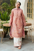 ZS 2755-3 Piece Unstitched Heavy Embroidered Lawn Suit ( Printed Fine Silk Dupatta )