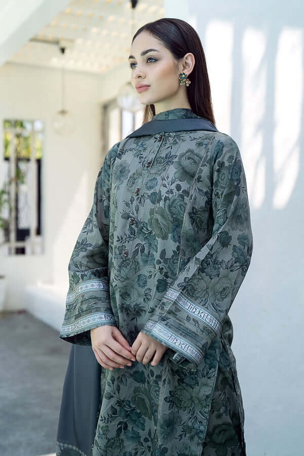 BQ 06-3 Piece Unstitched Heavy Embroidered Lawn Suit ( Printed Lawn Dupatta )