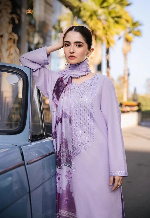 ZS 2625-3 Pc Embroidered Lawn Shirt with Polly Lawn Dupatta